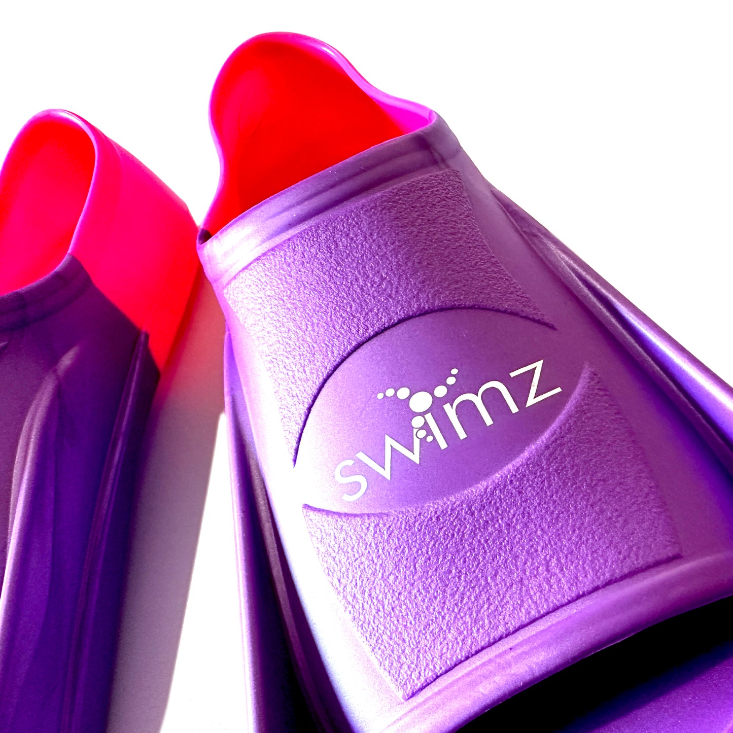 Swimz Short Blade Silicone Swim Training Fins - Purple / Pink