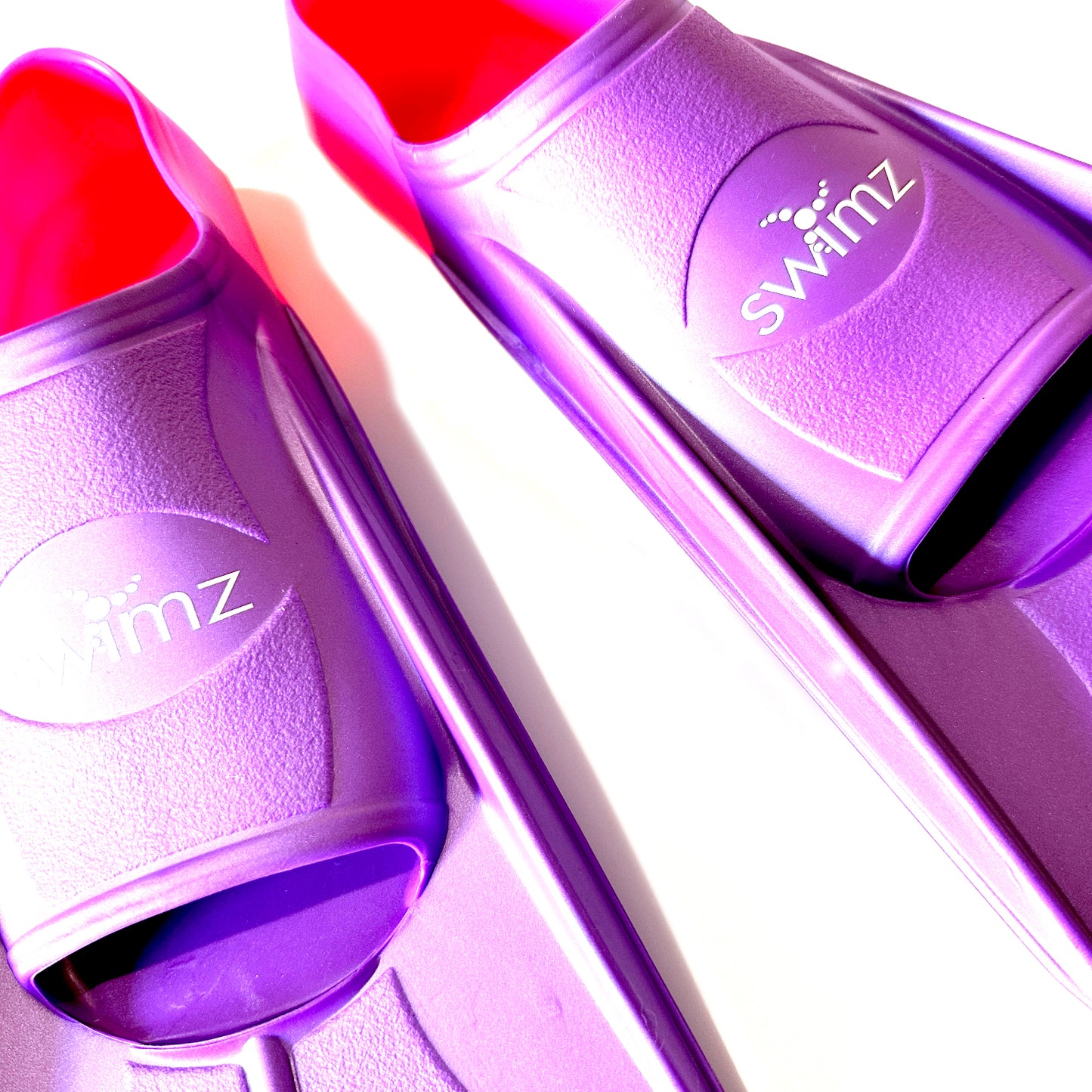 Swimz Short Blade Silicone Swim Training Fins - Purple / Pink