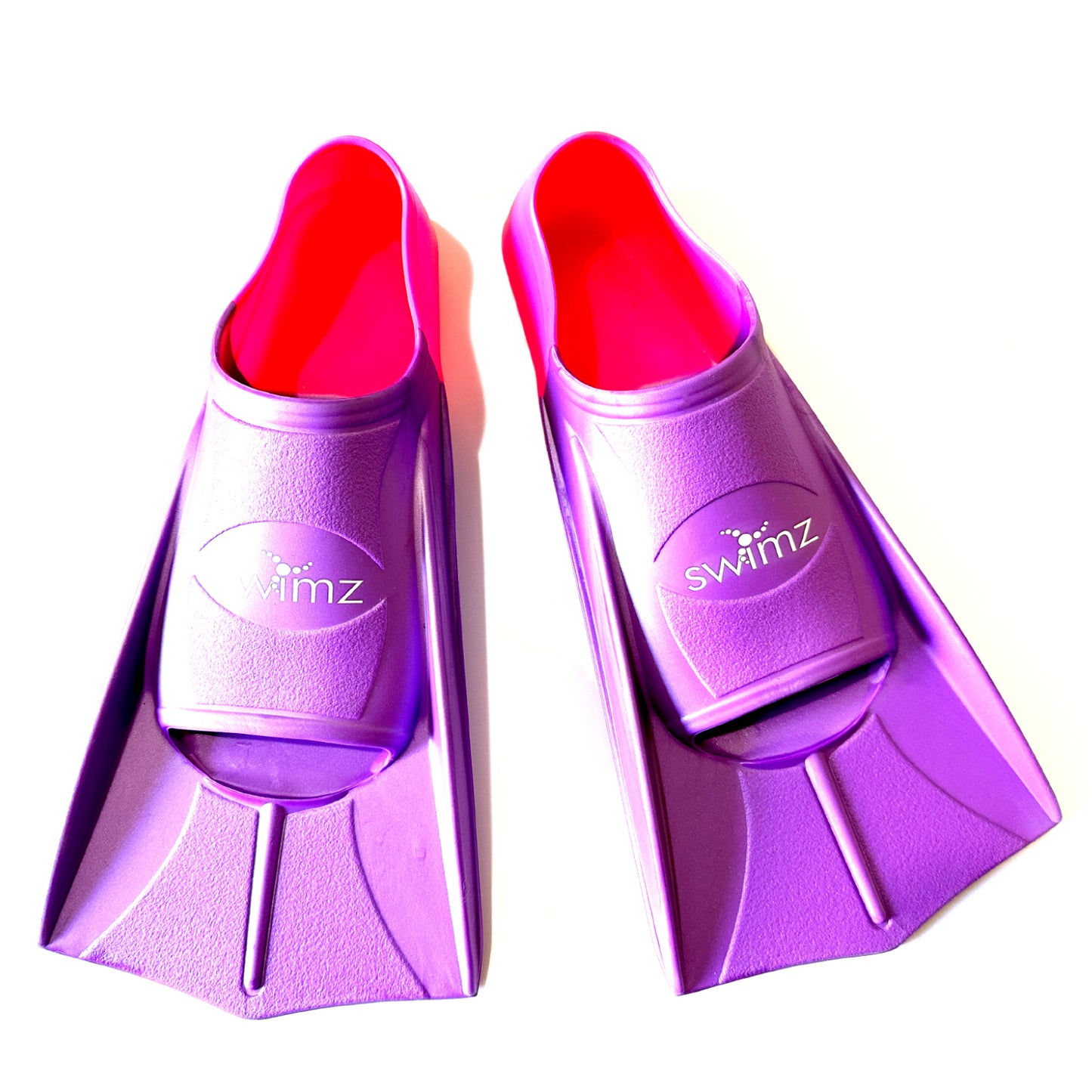 Swimz Short Blade Silicone Swim Training Fins - Purple / Pink